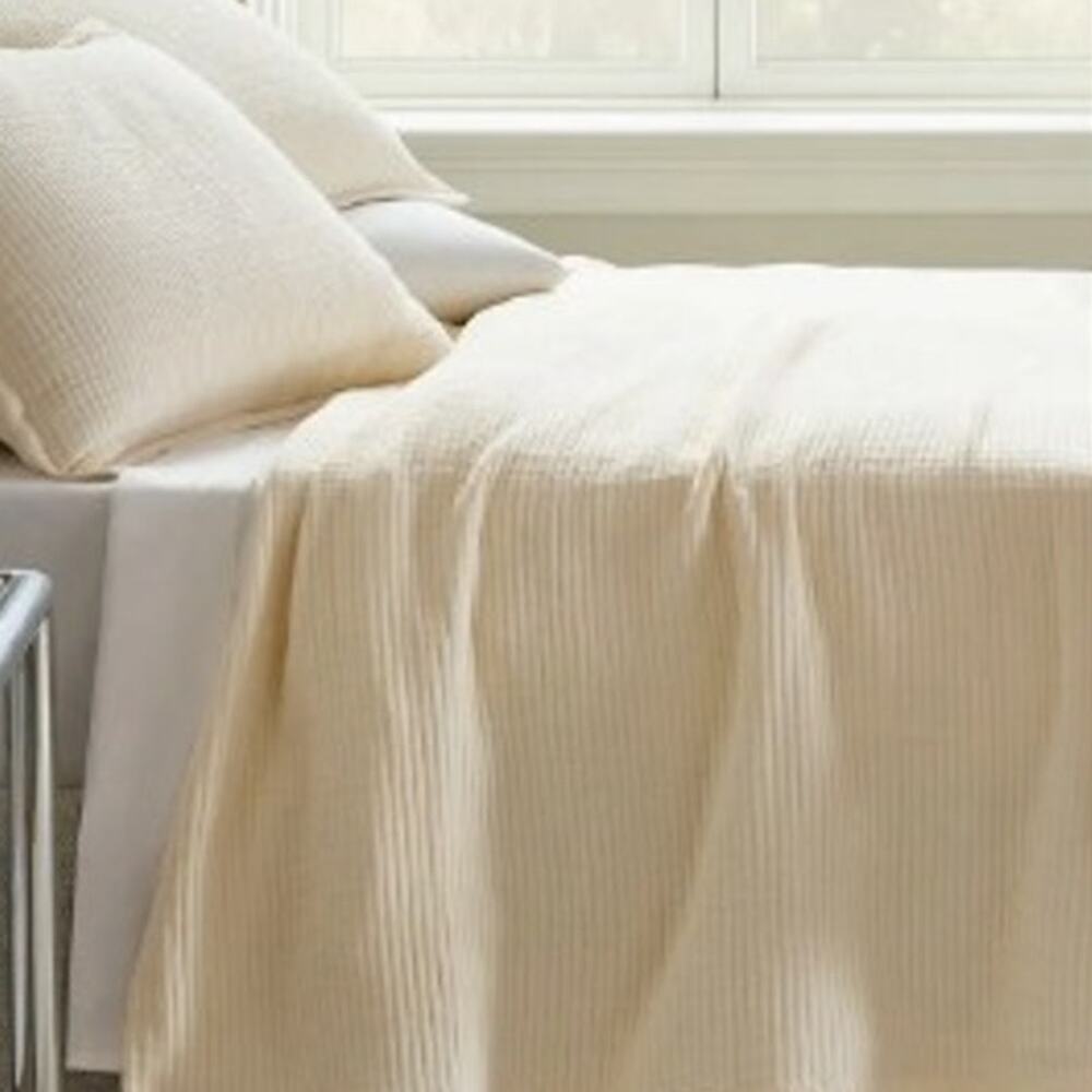 NEW Quince Organic Ribbed Cotton Coverlet FULL QUEEN Ivory Cream NO SHAMS - Picture 3 of 6